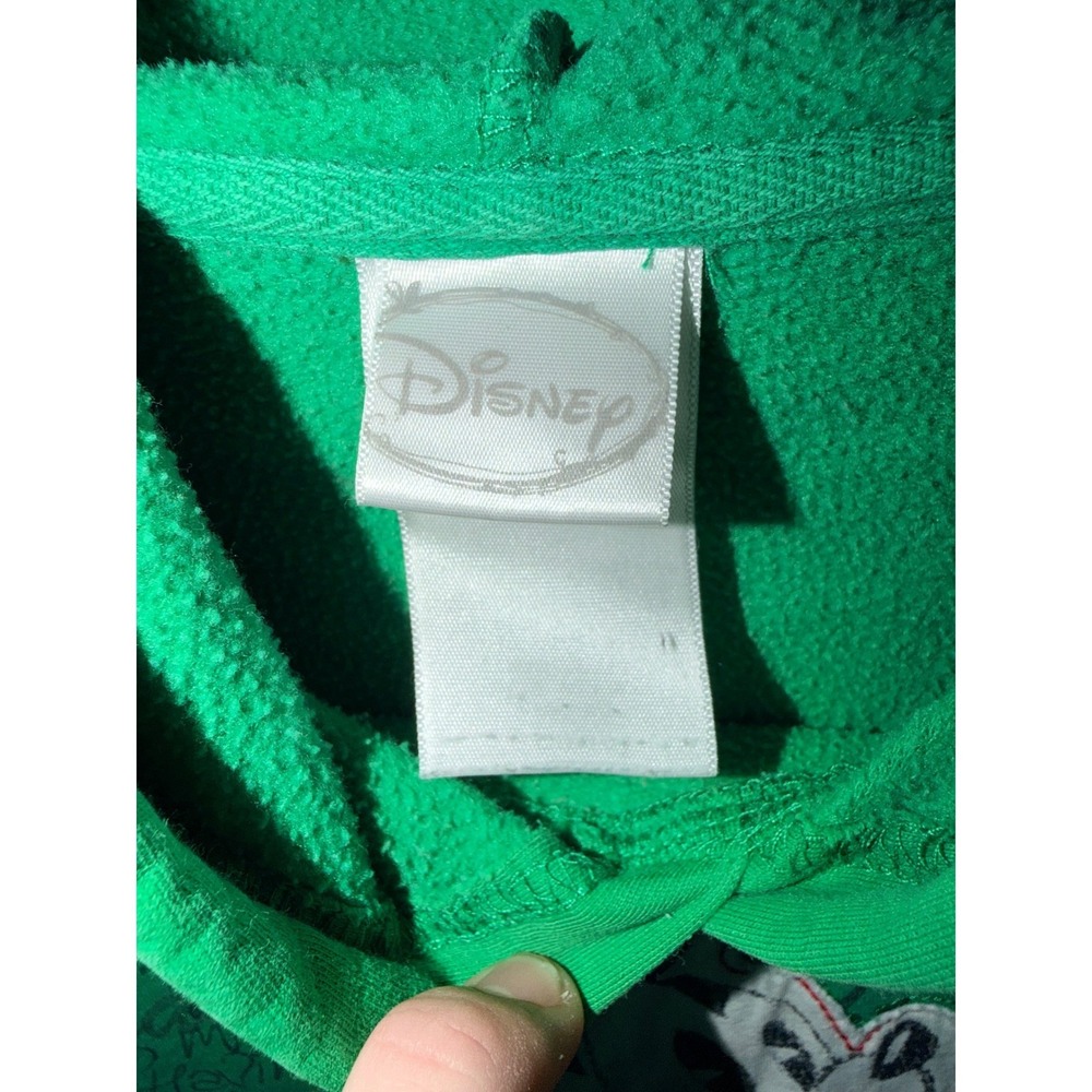 Disney Mickey Minnie Mouse Green Graphic Hoodie Kids XL Script All Over Print - Picture 4 of 5